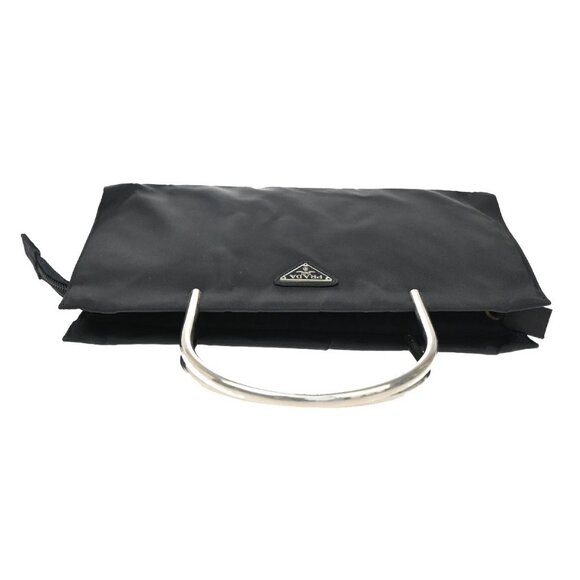 PRADA MILANO Logo Tessuto Hand Bag Nylon Black Silver Italy 80KA730 - Picture 6 of 16